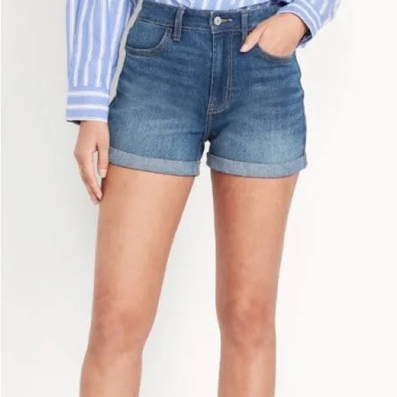 Old Navy Pants - Old Navy High Rise Wow Jeans Denim Shorts Rolled Cuff Blue Size 12